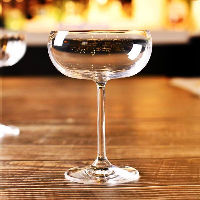 酒吧调酒 泰国进口水晶波浪纹宽口鸡尾酒杯水波纹扩口马天尼杯