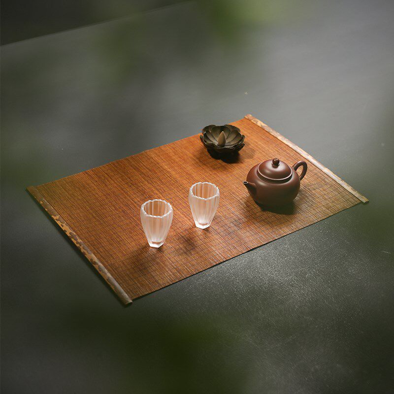 梅鹿竹丝茶席大漆工艺镶边茶垫竹编特细丝手工天然香道席茶道配件