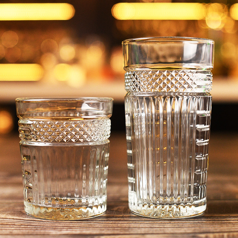 酒吧调酒美国进口刻花威士忌杯柯林杯果汁杯饮料杯鸡尾酒杯ROCK杯