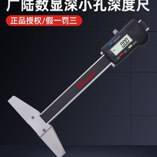 100 0.01 广陆数显深度尺计电子细杆深度尺小孔电子游标尺0
