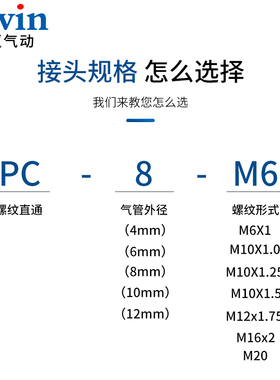 气动精品黑色公制螺纹直通快速接头PC4 6 8 10 12-M10 M12 M16