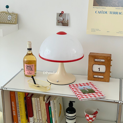 DPstudio中古风撞色台灯客厅韩式卡通蘑菇灯儿童房装饰护眼氛围灯