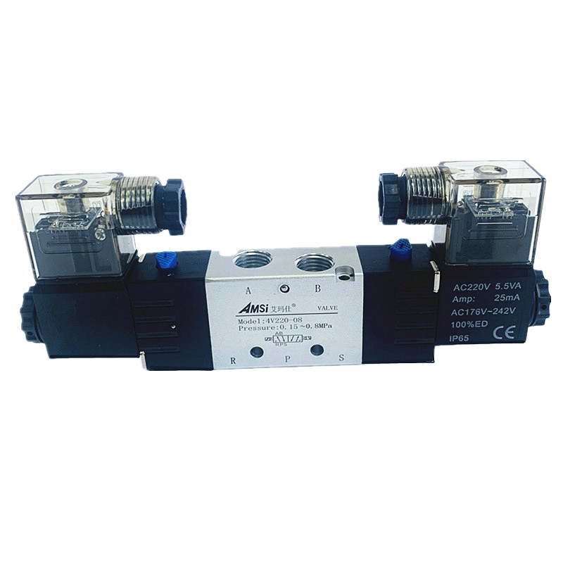 4V220-08气动电磁阀换向阀 DC24V 两位五通控制阀2分气阀AC220V