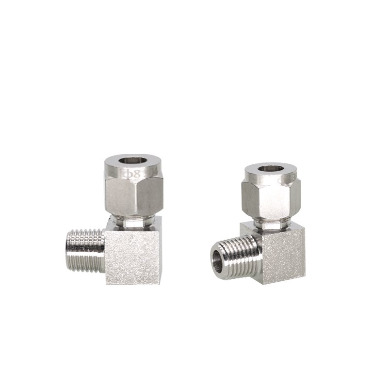 304不锈钢快插PU气管螺纹卡套直角接头BKC-PL4/6/8/10/12-02气动