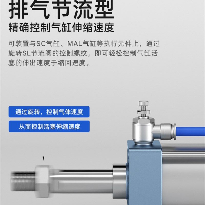 304不锈钢SL节流阀快速接头调节气压阀SL4/6/8/10/12气动气管接头