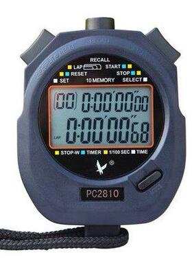 天福秒表PC2810双排10道秒表 跑步计时器 大屏幕电子秒表 跑表