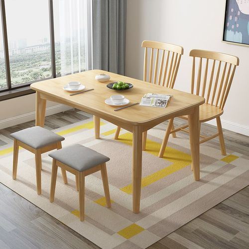 北欧实木餐桌椅组合简约日式桌子小户型家用全实木1.2饭桌凳子