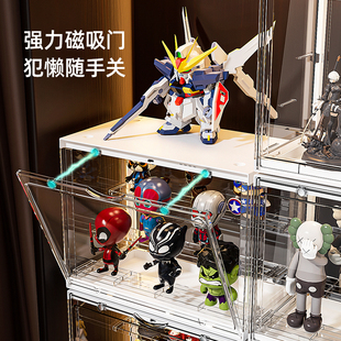 泡泡玛特手办展示盒带灯声控亚克力透明展示架大号盲盒防尘磁吸门