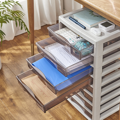 桌面多层文件柜移动抽屉柜矮柜档案柜资料架子日式多层储物落地柜