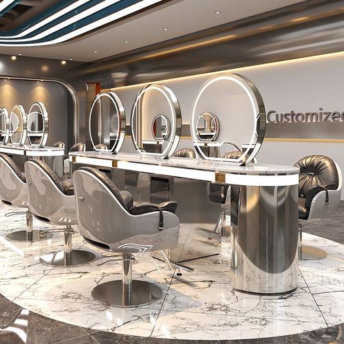 新款理发店镜台剪发镜染烫区烫染台镜子柜子一体发廊专用美发店镜