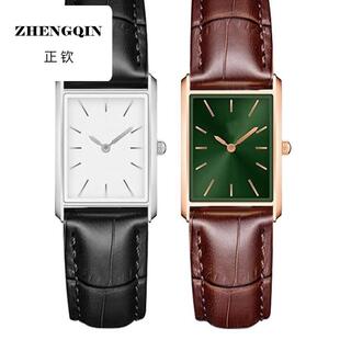 适用真皮手表带男女款方形手表牛皮表带代用浪琴卡西欧美度手表带