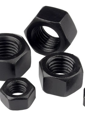 8级 发黑六角螺母 M2M2.5M3M4M5M6M8M10M12M27-M36黑色铁螺母螺帽