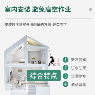 抽油畑机排气管塑料pvc风帽100mm加长孔止回阀厨房穿墙逆室外排风
