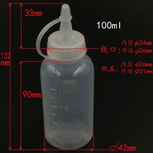100ML带盖尖头胶瓶 点胶瓶胶水瓶 加厚塑料瓶点胶壶尖嘴壶小油壶