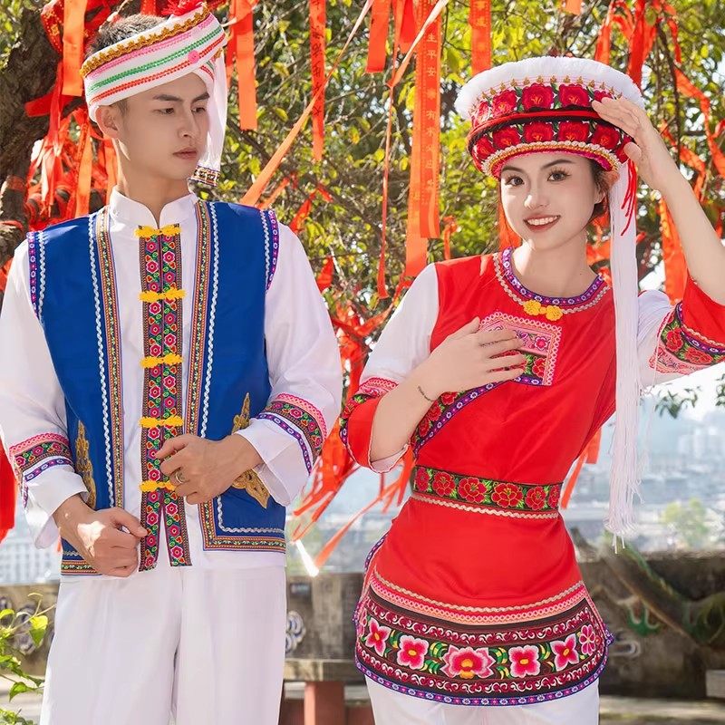 云南大理传统白族服装男装金花女装少数民族演出服饰古城旅拍服装