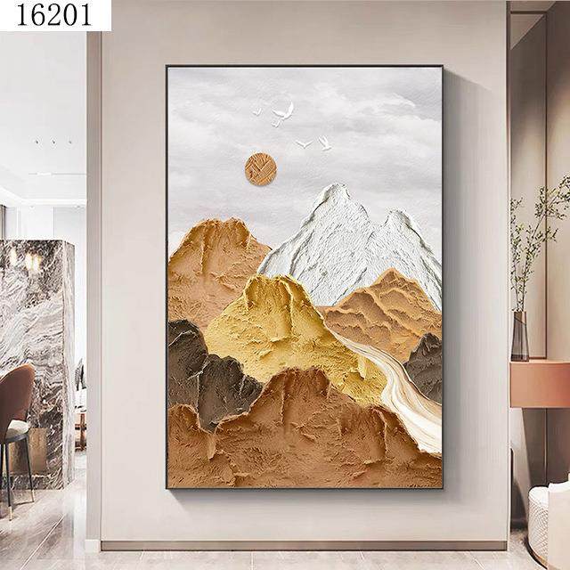 纯手绘抽象立体肌理装饰画玄关竖款大型油画高级感现代挂画