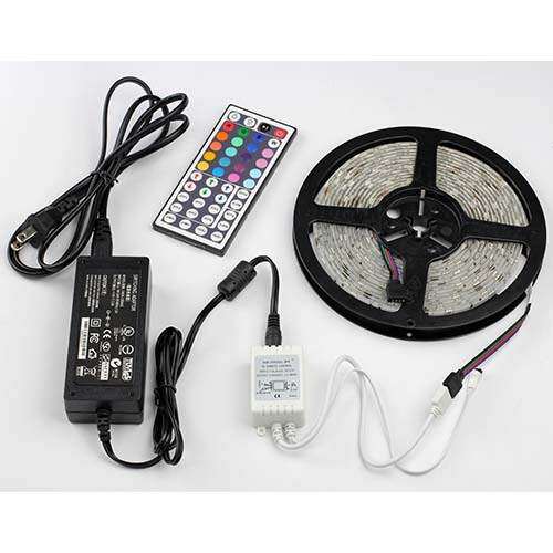 5050RGB LED灯条灯带套装60灯每米 5050滴胶防水七彩44按键带电源