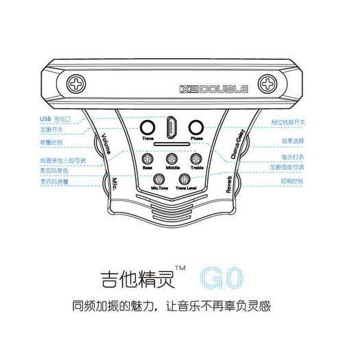 DOUBLE加振拾音器吉他精灵G0民谣木吉他同频加震拾音器免开孔演出