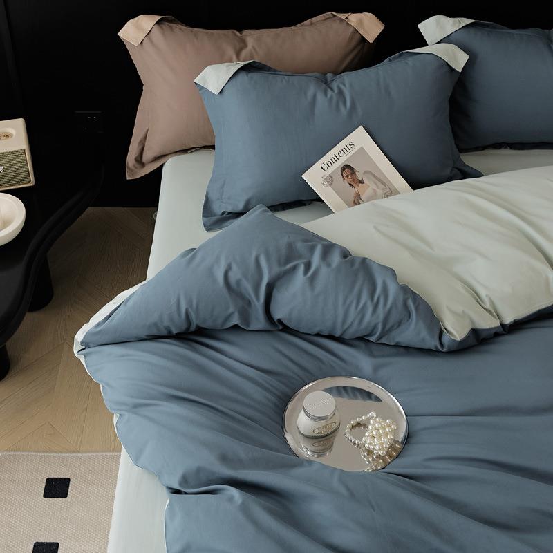 秋冬加厚100S高支全棉磨毛四件套北欧纯棉被套床单床笠式床上用品