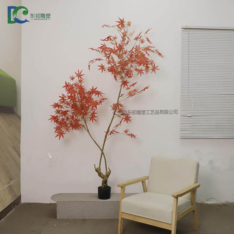 仿真红枫树盆栽家居盘景摆件新款小树百搭款式仿真植物不挑场地