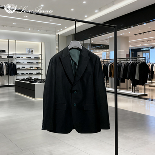 lp秋冬新款平驳领单排扣亚麻羊毛西服外套商务休闲舒适正装西装男