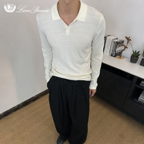 LP老钱风舒适长袖Polo衫T恤男
