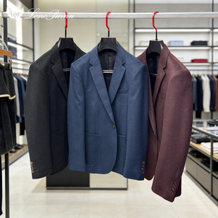lp早春新款老钱风羊毛平驳领单排扣纯色商务休闲正装西服西装外套