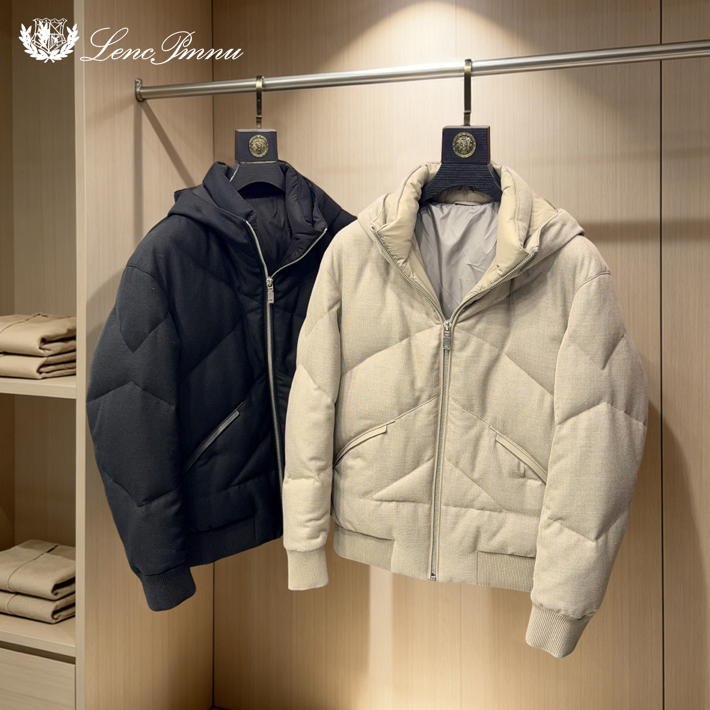 lp冬季新款苎麻面料连帽老钱风羊毛90白鹅绒商务休闲羽绒服外套男,男装,羽绒服,淘宝优惠券,粉丝福利购,淘宝优惠卷