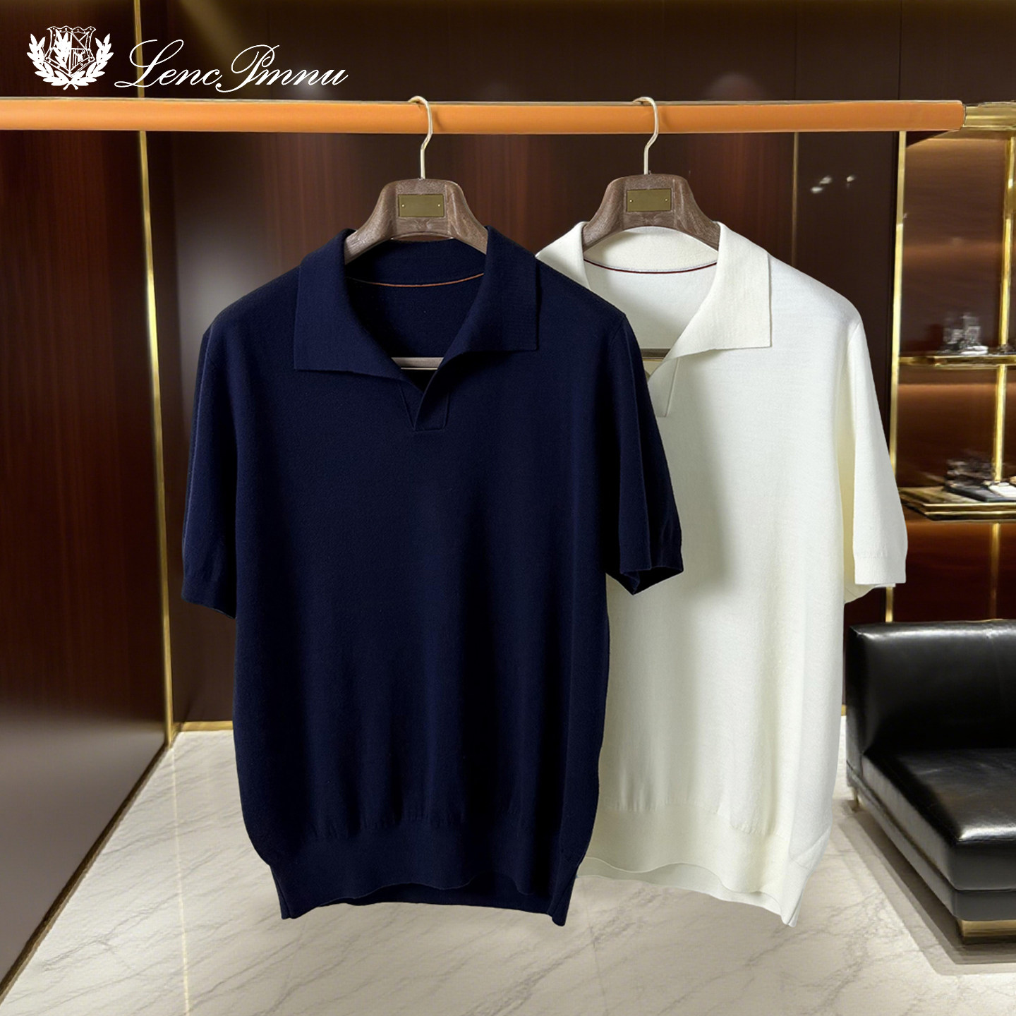 lp夏季新款2025套头海鸥领羊毛短袖Polo衫上衣舒适透气潮流T恤男