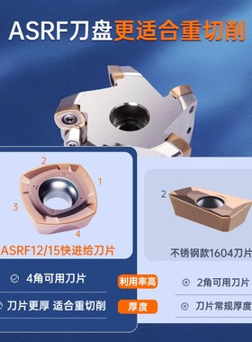 ASRF12重切削快进给刀盘EXN03双面刃MFH90度直角数控铣床刀盘开粗
