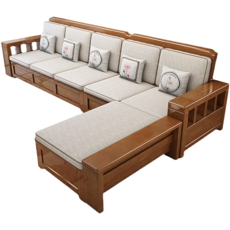 中式沙发现代客厅全实木组合家具冬夏两用储物小户型123实木沙发