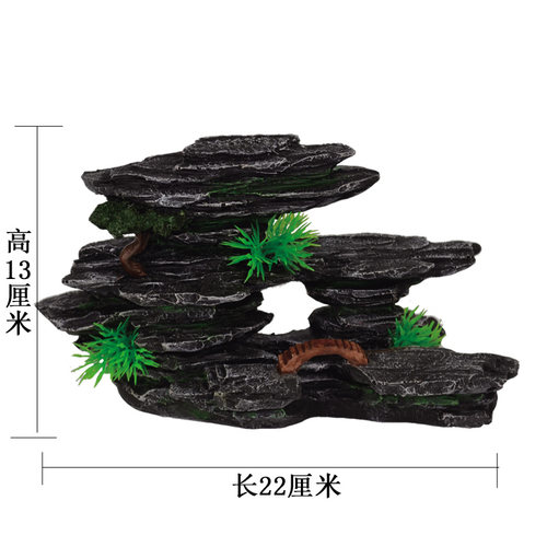 水族鱼缸造景装饰仿真假山石头布景中小型鱼缸造景假山摆件工艺品