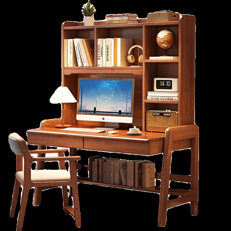 实木家用升降儿童学习桌简约书房台式电脑桌卧室初高中学习写字桌