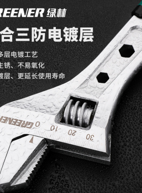 绿林活动扳手工具万能活扳手德国大开口卫浴管子钳多功能万用板手