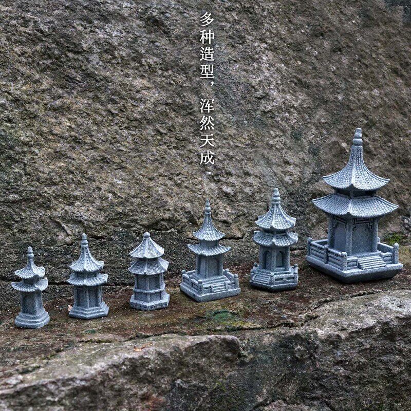 小石亭仿真景观枯山水摆件家居玄关亭子中式园艺花卉盆景造景装饰