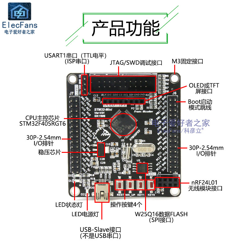 STM32F405RGT6单片机开发板 ARM学习板STM32模块核心最小系统板