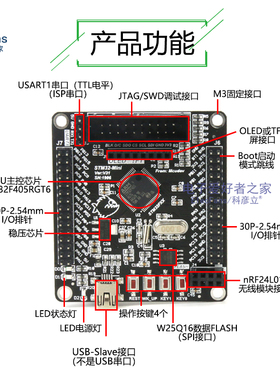STM32F405RGT6单片机开发板 ARM学习板STM32模块核心最小系统板