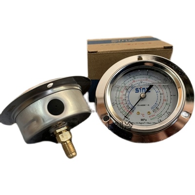 冷库空调制冷雪种冷媒压力表3.8高低压压力油表classe1.6不锈钢