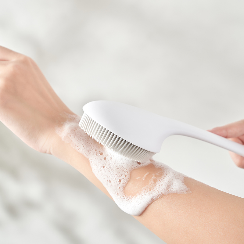 出口日本无印风长柄洗澡刷硅胶搓澡清洁刷成人搓背不求人沐浴刷子