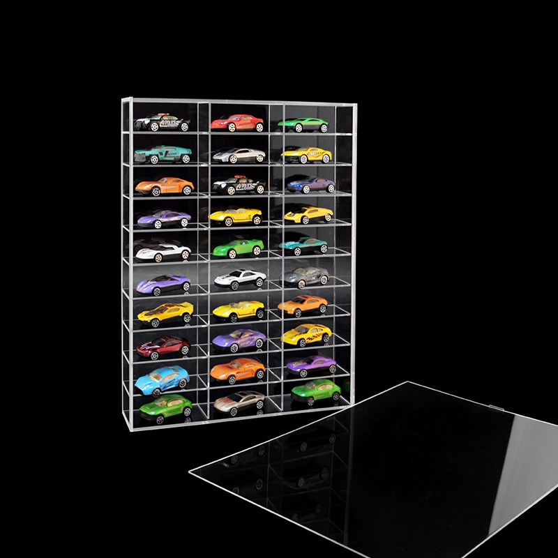 多美卡收展示盒架一体透明亚克力1:64合金小汽车模型风火轮收纳盒