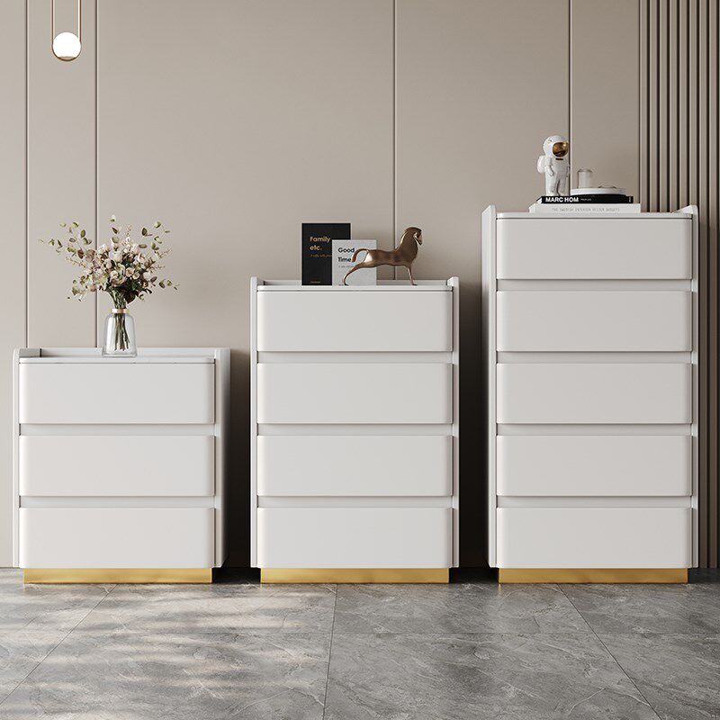 白色奶油风全实木五斗柜卧室简约收纳柜免安装三四斗抽屉式收纳柜