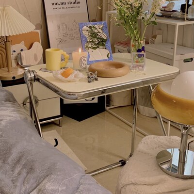DPstudio简约小户型折叠桌便携收纳办公桌学习电脑桌椅白色化妆台