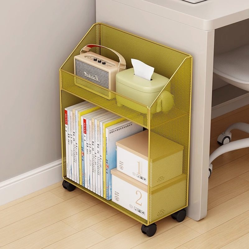 可移动书架落地置物架儿童桌下书本收纳柜子带轮家用书桌旁绘本架