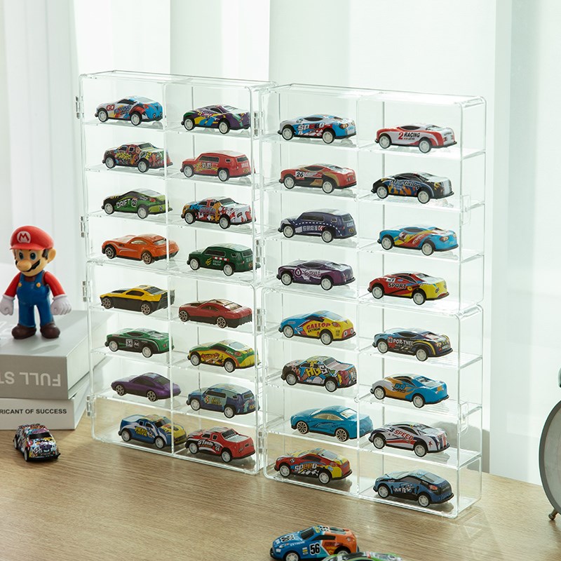 1:64风火轮多美卡小汽车模亚克力收纳盒火柴盒跑车透明多格展示架