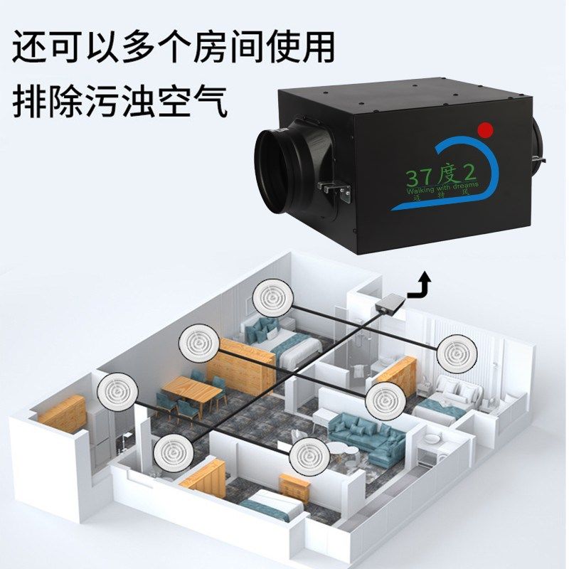 排风系统静音风机管道抽风机强力超静音办公室地下室通风换气系统