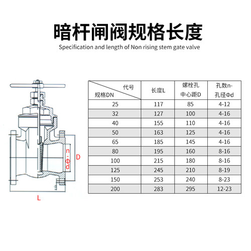 球墨铸铁Z45T-16/暗杆法兰闸阀硬密封盖体水用阀门中部丝扣DN100