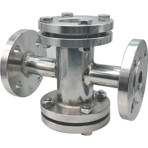 304不锈钢十字通玻璃视盅 HGS07玻璃视窗管道压力法兰视镜2寸DN50