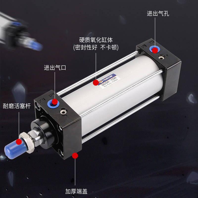 气动标准型气缸SCJ63可调SC80大推力汽缸100X25X50X75X150*250-S