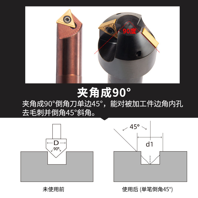 数控倒角刀杆45度内孔15/30/60/75CNC加工中心90度机夹双面倒角刀图片