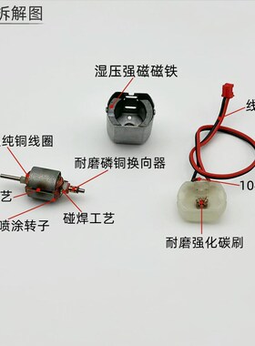 FC280高速电机3V7.4V12V强磁碳刷大扭矩遥控车汇纳模型车diy手工